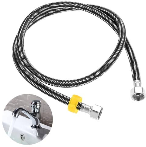 DRELD 1 Stück Flex Schlauch Armatur, Edelstahl Anschlussschlauch G1/2 x G1/2, Panzerschlauch Wasserhahn, Dusche Umflechtung Flexschlauch für Wasserhahn Mischbatterie (120CM)