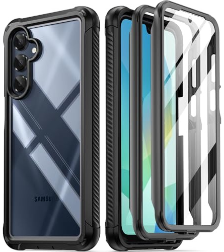 Poetic Guardian Case for Samsung Galaxy A16 4G/5G, [2 Front Frame] [20 FT Mil-Grade Drop Tested] Full-Body Hybrid Shockproof Cover with Built-in Screen Protector, Black/Clear