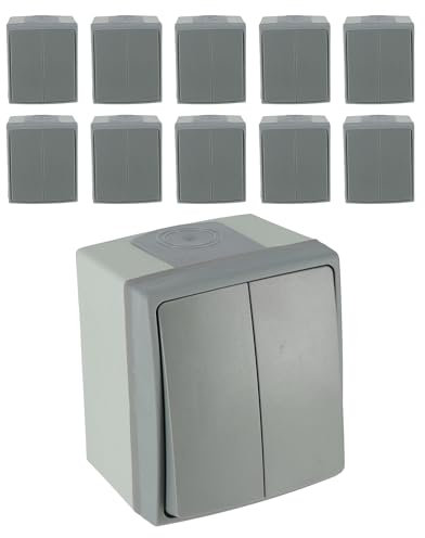 Lot de 10 doubles interrupteurs va et vient - IP55-250V
