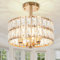 LynPon Goldene Kristall-Deckenleuchte 3-flammig – Moderne Halbeinbau-Deckenlampe mit E14-Fassung, Deckenleuchte aus Metall und K9-Kristall für Wohnzimmer, Schlafzimmer, Küche, Flur, Esszimmer