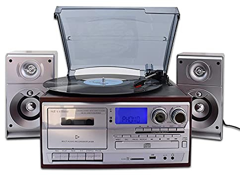 erkebspm 33/45/78 Player -Player Vinyl Turntable mit Lautsprechern - USB MP3 -Wiedergabe/Bluetooth/FM Radio/Vinyl LP Records - Recorder für Aux- und Kopfhörerausgabe (Black)