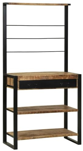 vidaXL Kitchen Rack Brown 80 x 40 x 160 cm Solid Mango wood, Compact Kitchen Rack, Durable Storage Shelf, Rectangular Organizer, Indoor Utensil Holder, Functional Urban Design Unit