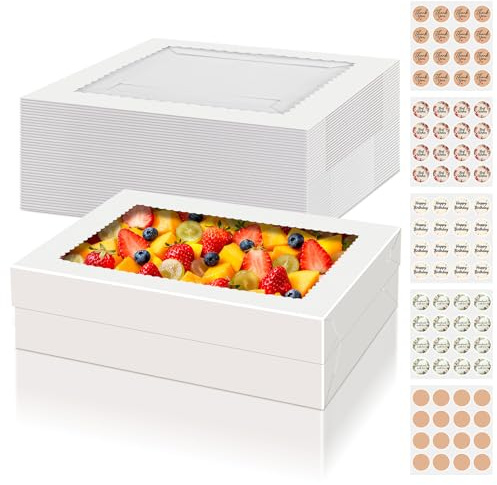 15 PCS Sheet Cake Boxes, 14x10x4 Rectangle Cake Box, Quarter Sheet Cake Box, White Baking Boxes, Large Bakery Boxes, Cajas Para Pasteles, 10x14 Cake Boxes for Birthday, Wedding, Party, Business