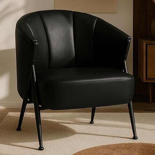 Mendler Sessel HWC-P30 Metall - schwarz | Polster-/Cocktail-/Clubsessel, Lounge, Chair, Vintage, Retro, Industrial, Kunstleder