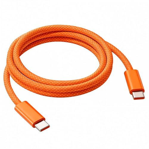 Orange USB C to USB C Cable for IPhone 17/17e/16/15,Fast Charger USB C for IPhone 17Air/16 Pro Max/15 Plus/16E,Charging Lead for iPad Pro 10/11th,Google Pixel 10/9/9a/8/7,Samsung Galaxy Z Flip 4/5/6/7