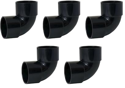 HULTHOR Gomito per saldatura a solvente da 40 mm, curva a 90 gradi, raccordo in plastica a saldare a solvente per tubi di scarico da 40 mm, nero/bianco (nero, confezione da 5)