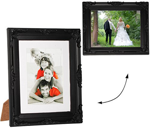 alles-meine.de GmbH 1 Stück Fotorahmen/Bilderrahmen - Nostlagie Ornamente - SCHWARZ - Bilder bis 21 cm * 16 cm - Collage zum Hinstellen - Tischausteller oder zum Hinhänge..