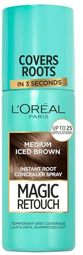 L’Oréal Paris Magic Retouch Instant Root Concealer Spray, Quick Grey Coverage, Easy Application, Shade: Medium Iced Brown, 75ml