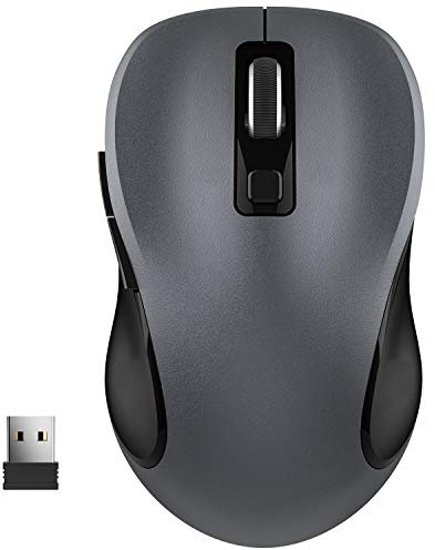 Ratón Inalambrico, WisFox Ratón Ergonómico Inalámbrico de 2.4G Ratón de Computadora Ratón Laptop Ratón USB 6 Botones con Receptor Nano 3 Niveles de DPI Ajustables Ratones Inalámbricos para Windows,Mac