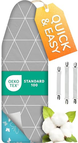smart&gentle Housse de Planche à Repasser Super Softer 140x40, Fer à Vapeur, 50% Plus Rapide, réflexion Haute Vitesse, Made in Europe, 5 Tailles, XXL pour 130-140 x 38-45 cm