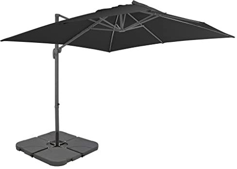 vidaXL Outdoor Cantilever Umbrella with Portable Base, UV-Resistant Aluminium Frame - Anthracite