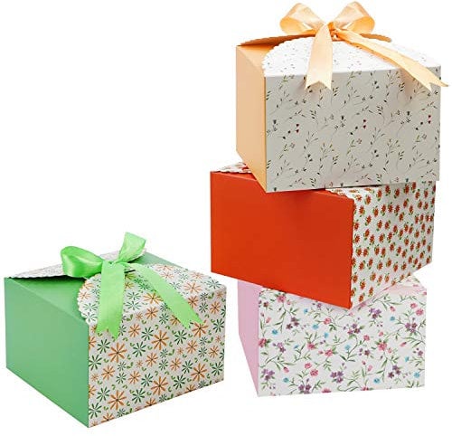 Belle Vous 20 Stück Geschenkbox Klein aus Papier mit Bogen und Schleife 14,7 x 14,7x 9,4cm - Kleine Schachteln für DIY Hochzeit und Party Geschenke, Handgemachte Seife, Pralinen, Kekse oder Macarons