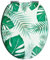 Wirquin 20722725 Abattant wc Woody Palm avec frein de chute et charnières en inox, vert et blanc