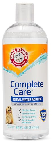 Arm & Hammer Complete Care Dog Dental Water Additive, Odorless Flavorless Daily Oral Care Solution with Baking Soda and Calcium for Plaque, Tartar, and Fresh Breath, 16 Fl Oz