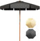 RELAX4LIFE Parasol à 8 Baleines en Bois Ø300cm Inclinable avec Bouton-Poussoir, Ombrelle avec Lambrequin en Tissu Polyester Imperméable et Anti-UV pour Terrasse, Balcon, Jardin (Gris foncé)