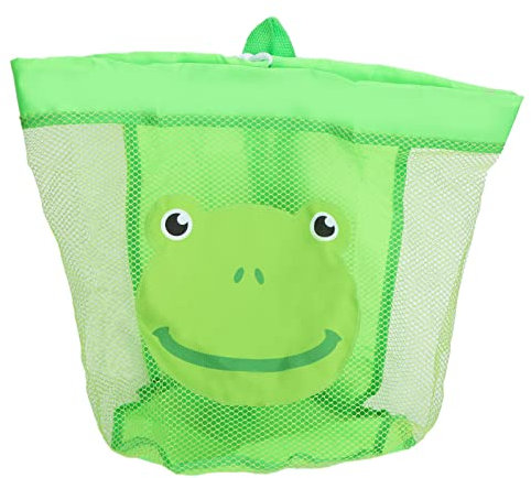 Drawstring Beach Backpack, Large Mesh Beach Bag Quickly Dry Kids Toy Breathable Beach Mesh Bag with Shoulder Strap for Travel Child Swim Pool Travel Sandy Shoes Wet Towels (Green)