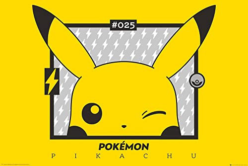 Pokemon - Pokémon - Pikachu wink - TV Serie Spiel Poster - Größe 91,5x61 cm + 1 Packung Powerstrips® - Inhalt 20 Stück