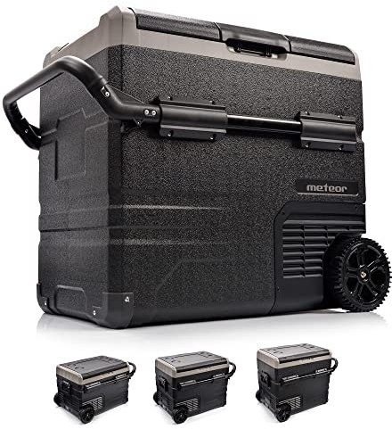 meteor thermoelektrischer Kühlschrank mit Rädern und App Steuerung per Bluetooth Elektrische Kompressor-Kühlbox 12/24V und 230V für Picknick Auto LKW Boot Camping Isolierung Kühlschrank (60 L, TSW)