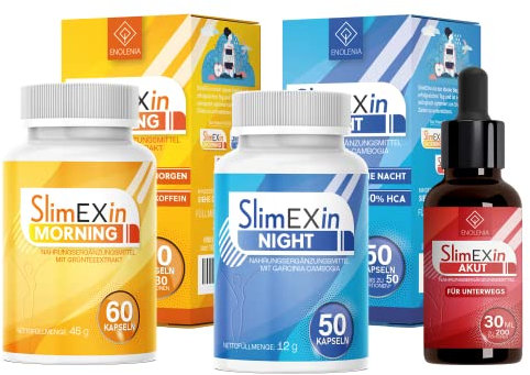 SlimEXin® Power-Trio MORNING BURN + AKUT Bittertropfen+ NIGHT BURN EXTREM Stoffwechsel, schnell & endlich - mit hochwertigen natürlichen Inhaltsstoffen für Frauen + Männer