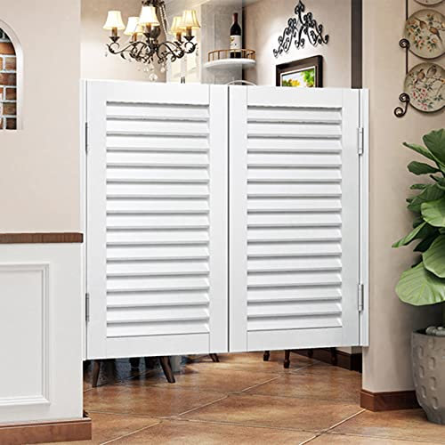 Puerta Vaiven Puertas de Salón Blancas con Bisagras, Entrada con Persianas para Interiores, Puerta de Cafetería con Cierre Automático, Puerta Divisoria Personalizable, 80/90/100/120/130/140 Cm de Larg
