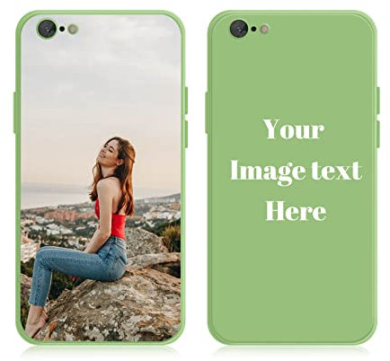 AnNengJing Custom Soft Liquid Silicone Cases Full-Body Protective Personalized Photo Name Text Logo Phone Cover for iPhone 6/6S Green