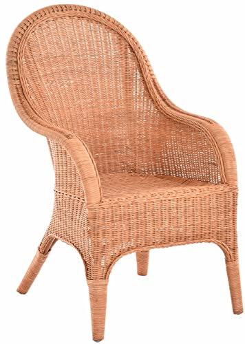 korb.outlet Bequemer Rattansessel mit hoher Rückenlehne Rattan Rattanstuhl Lounge mit Breiten Armlehnen (Terracotta)