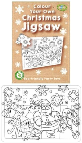 Playwrite Re:Play 100% Plastic-Free Eco Friendly Colour Your Own Christmas Jigsaw | Christmas Colouring Party Activity Toy Jigsaw Puzzle for Kids