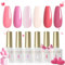 ROSALIND Lot Vernis Semi Permanent Rose Clair Rose Fluo Bébé 6 Couleurs Vernis à Ongles Gels UV LED Soak Off Gel Polish Nail French Manucure sommerfarben Kit Valentin