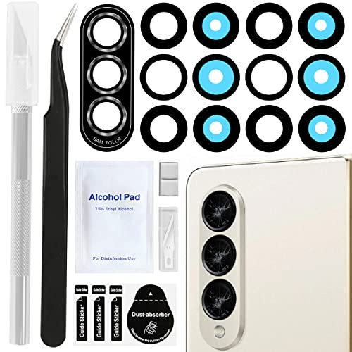 ZHUROUPU 2 Pack Back Rear Camera Glass Lens Replacement for Galaxy Z Fold4 Camera Glass Lens with Back Adhesive, Repair Tool Kit, Camera Glass Lens Protector