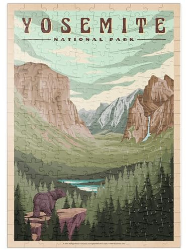 MyPuzzle Yosemite National Park - Yosemite Valley, Vintage Travel Poster - Premium 200 Teile Puzzle - MyPuzzle Sonderkollektion von Havana Puzzle Company