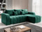 Velvet Ecksofa in L-Form 245 x 86 x 147 cm mit Schlaffunktion und Bettzeugbehälter - Schlafsofa mit Bettkasten - Eckcouch mit Stauraum - Rechts Couch Velours - Farbe: Flaschengrün MO37