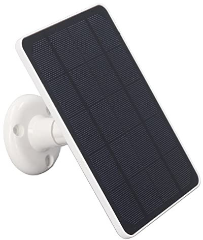 Panel Solar para Cámara de Seguridad, Panel Solar de Cámara Micro USB de 10 W 5 V, Fuente de Alimentación Continua Impermeable para Cámara de Seguridad con Batería Recargable (Blanco)