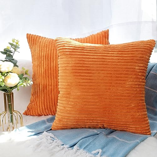 CALIYO Kissenhülle Kord Uni 2er Set, Kissenbezug 45x45 Kissenbezüge für Zierkissen Dekokissen Sofakissen Couchkissen in vielen Farben.