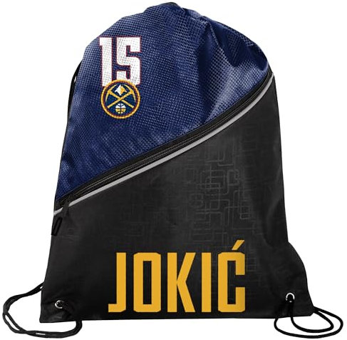 FOCO - NBA High End diagonaler Reißverschluss Kordelzug Rucksack Turnbeutel, Nikola Jokić - Denver Nuggets, 18.75 x 14, Rucksack