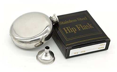 IMIKEYA 5oz Round Wine Pot Hip Flask Stainless Steel Liquor Flask Funnel for Men