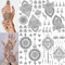 Sexy Schwarz Temporäre Tattoos Damen Frauen Klebetattoos Erwachsene Mädchen Hände Finger, 4 Blätter Bögen Fake Schmuck langlebige Lotus Tattoo Aufkleber Vorlage, Party Zubehör Festival Accessoires