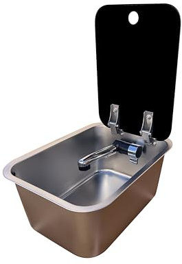 Pica Fregadero camper con tapa de acero inoxidable con grifo y sumidero ideal autocaravana o furgoneta camperizada lavabo