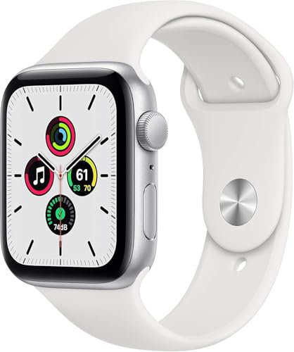 Apple Watch Series SE (GPS + Cellular, 44MM) - Aluminiumgehäuse Silber mit weiß Sportarmband (Generalüberholt)