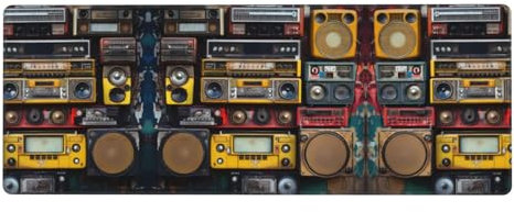 Mauspad mit Boombox-Bild, Vintage-Design, übergroßes Gummi-Mauspad, verdicktes Design, 80 x 30 cm, geeignet für Büro, Gaming