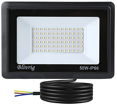 Blivrig 50W LED Strahler Außen Warmweiß 3000K 5000LM, 72 LED Scheinwerfer Aussen, IP66 Wasserdicht Fluter, Gärten Außenstrahler, für Hof, Garage, Lager