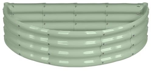 Harbour Housewares Raised Garden Bed - Green - 120 x 60cm - Semi-Circle - Bottomless Galvanised Steel Metal Planter Box for Growing Outdoor Plants, Vegetables, Flowers and Herbs
