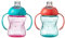 Nuby Grip N Sip – Tasse d’apprentissage avec poignée | Bec souple antifuites | 240ml | Rose et Orange | + 4 mois | 2 Pack