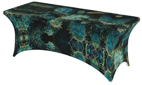 JIUTY Kaktus-Tischdecken für rechteckige Tische, wiederverwendbare und waschbare Tischdecke für 1,8 m große Tische
