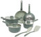 Gibson Home Barnsdall Batterie de cuisine 10 pièces en céramique antiadhésive sans PFA avec ustensiles de cuisine Vert sauge
