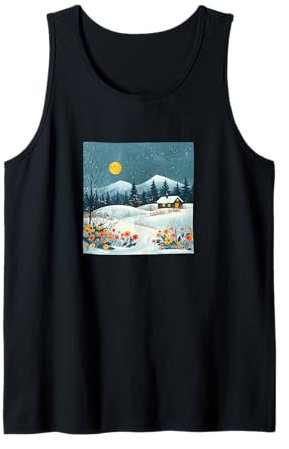 Grafica vintage paesaggio prato innevato Canotta