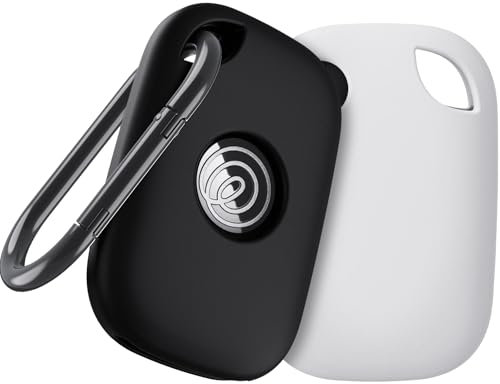 YWXTW [2 Pack] Silicone Case for Tile Pro 2024 Tracker Holder with Keychain, Anti Lost Soft Secure Protective Cover Finder for Keys, Bags, Cat Dog Collar Tag Accessories (Black+White)