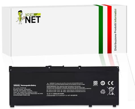 new net - Batteria SR04XL Compatibile con HP Pavilion Gaming 15-cx0001nl, 15-cx0002nl, 15-cx0003nl, 15-cx0004nl, 15-cx0005nl, 15-cx0007nl, 15-cx0011nl, 15-cx0012nl [15.4V - 70Wh - 4550mAh]