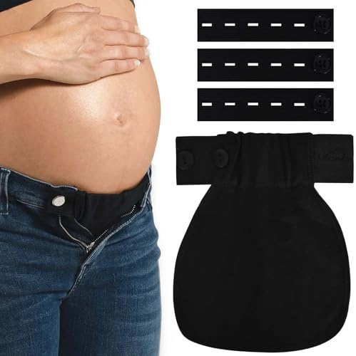 4 Piezas Extensiones De Pantalones Para Embarazadas,Extensor De Botón De Pantalón,Extensores De Pantalones De Maternidad,Elástico Extensor De Cintura Ajustable,Para Mujeres Embarazadas Jeans