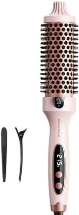 Wavytalk Blowout Boost Thermal Round Brush for Dry Hair Blowout Look | Negative Ion Tech, Tourmaline Ceramic, Less Damage, Makes Hair Smooth & Wavy, 5 Temperature Settings, Dual Voltage, Pink