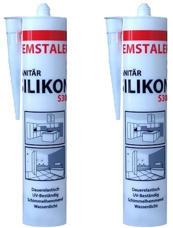 2x Remstaler SANITÄR SILIKON 300ml | Wasserdicht | für Innen- und Außenbereich | weiß und transparent (weiß)